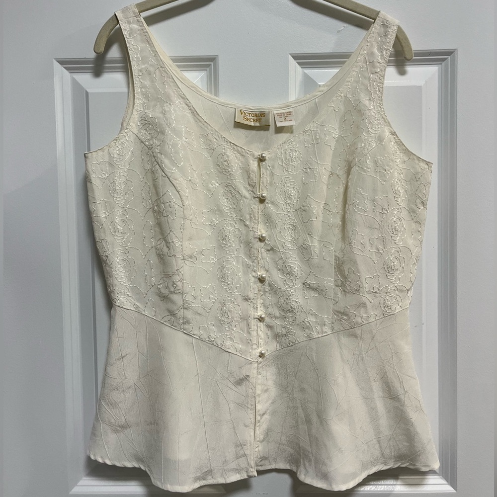 VINTAGE Victoria’s Secret Gold Tag Embroidered Top